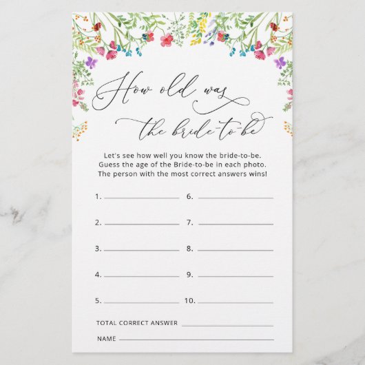 Hoe oud is de bruid te zijn tuin bruids spel (Voorkant)