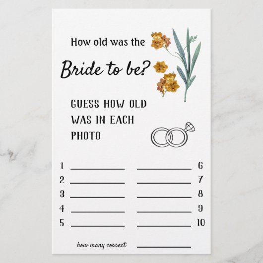 Hoe oud moest de bruid zijn? Bloemen - Game Flyer (Voorkant)