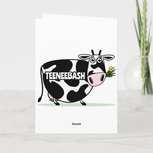 Hoe oud! Schattigee Cartoon Koeien Happy Birthday Kaart (Achterkant)