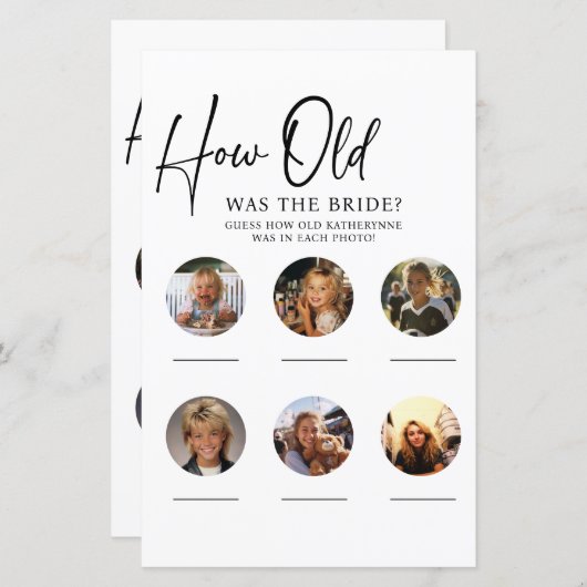 Hoe oud waren bruid bruidegom verlovingsfeest spel (Voorkant / Achterkant)