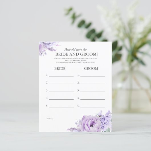 Hoe oud waren de BRIDE en de GROOM - Paarse Floral (Staand voorkant)