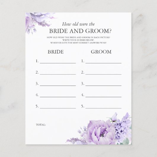 Hoe oud waren de BRIDE en de GROOM - Paarse Floral (Voorkant)