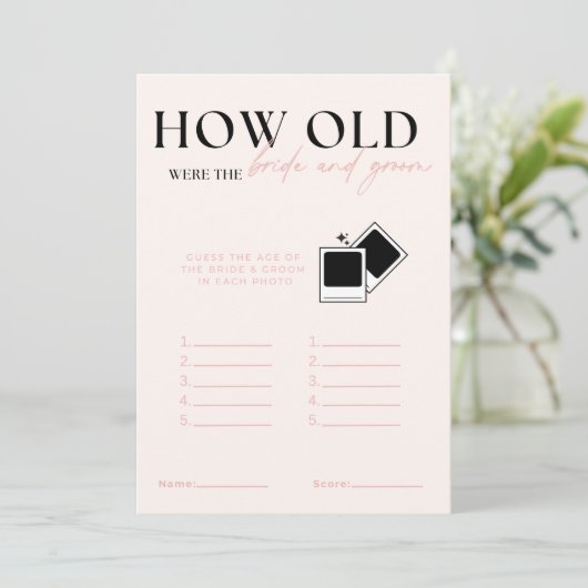 Hoe oud waren de bruid en bruidegom bruidsspel kaart (Staand voorkant)