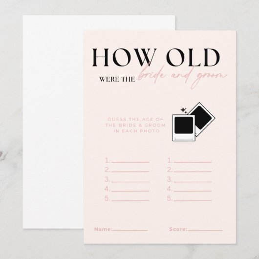 Hoe oud waren de bruid en bruidegom bruidsspel kaart (Voorkant / Achterkant)