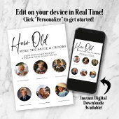 Hoe oud waren de bruid en bruidegom receptie spel kaart