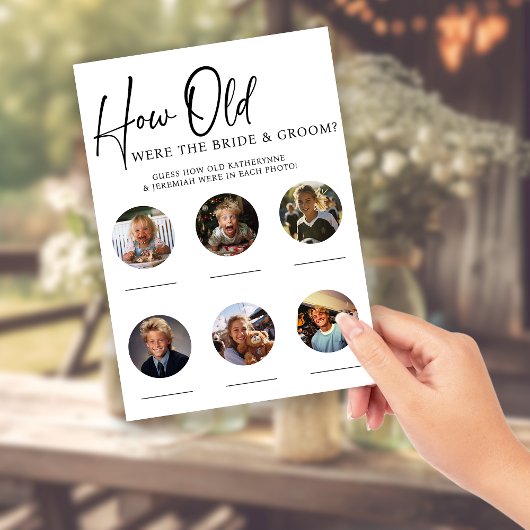 Hoe oud waren de bruid en bruidegom receptie spel kaart