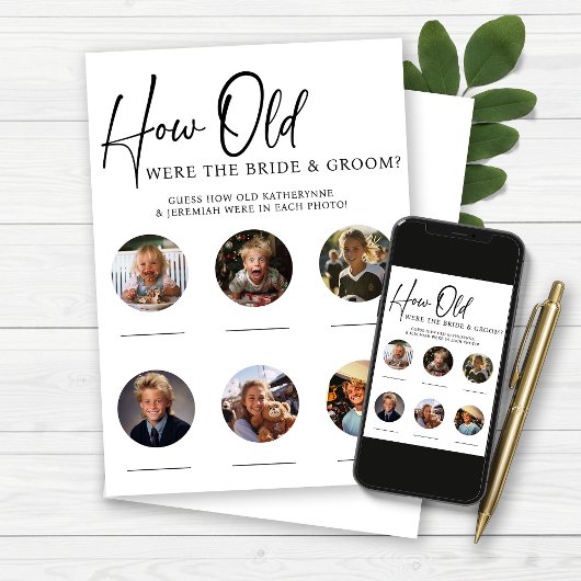 Hoe oud waren de bruid en bruidegom receptie spel kaart