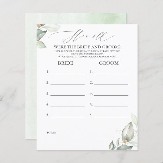 Hoe oud waren de bruid en bruidegom spel (Voorkant / Achterkant)