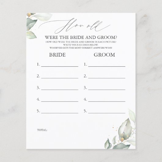 Hoe oud waren de bruid en bruidegom spel (Voorkant)