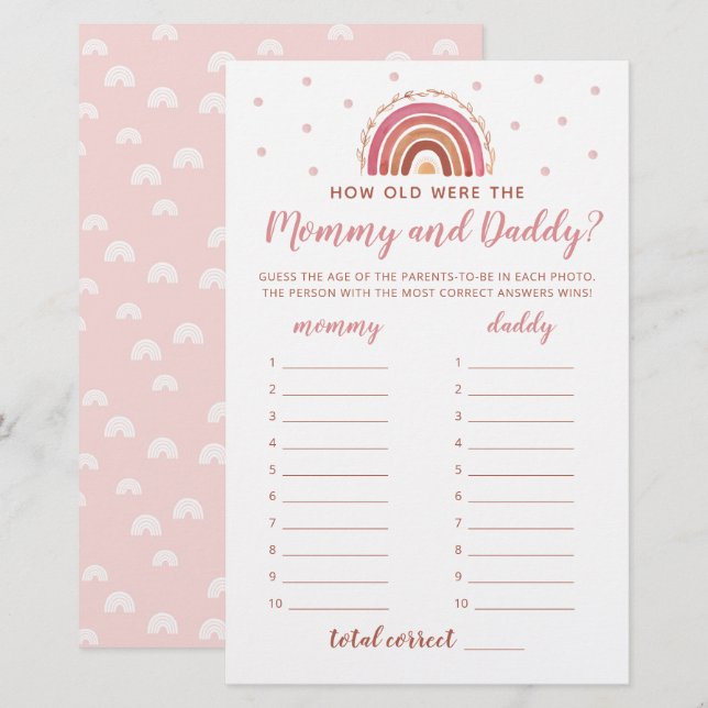 Hoe oud waren de mama en papa Boho regenboog  (Voorkant / Achterkant)