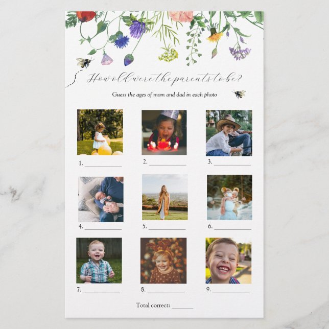 Hoe Oud Waren Moeder en Vader Baby Shower Spel (Voorkant)