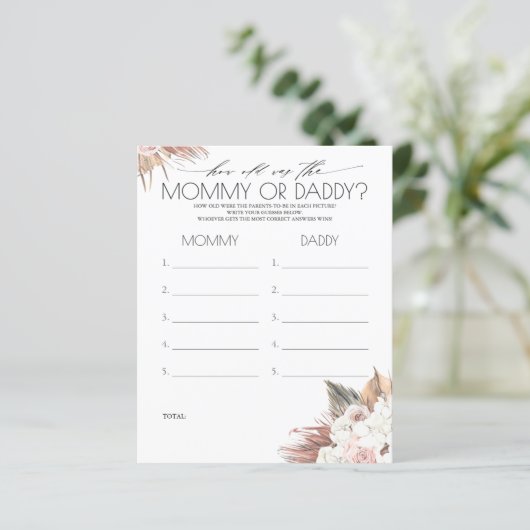 Hoe oud waren moeder en vader Foto Game Baby showe (Staand voorkant)