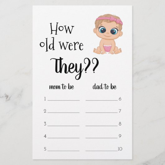 Hoe oud waren ze? Baby meisje Flyer (Voorkant)