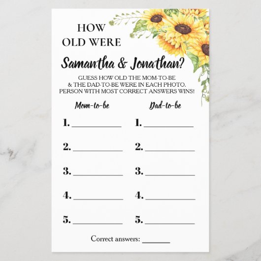 Hoe oud waren ze Baby shower met tweetalige spelka Flyer (Voorkant)