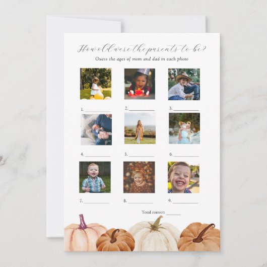 Hoe oud waren ze Baby shower spel Kaart (Voorkant)