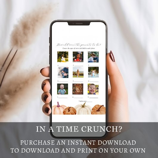 Hoe oud waren ze Baby shower spel Kaart