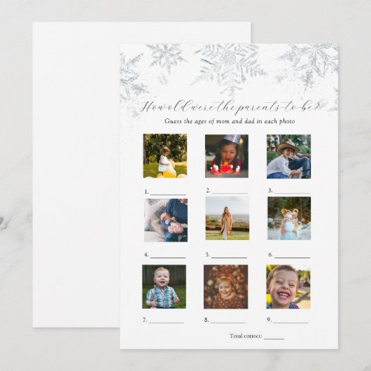 Hoe oud waren ze Baby shower spel Kaart (Voorkant / Achterkant)