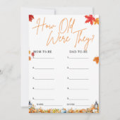 HOE OUD WAREN ZE Baby shower Spel Little Pumpkin Kaart (Voorkant)