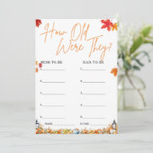 HOE OUD WAREN ZE Baby shower Spel Little Pumpkin Kaart (Staand voorkant)