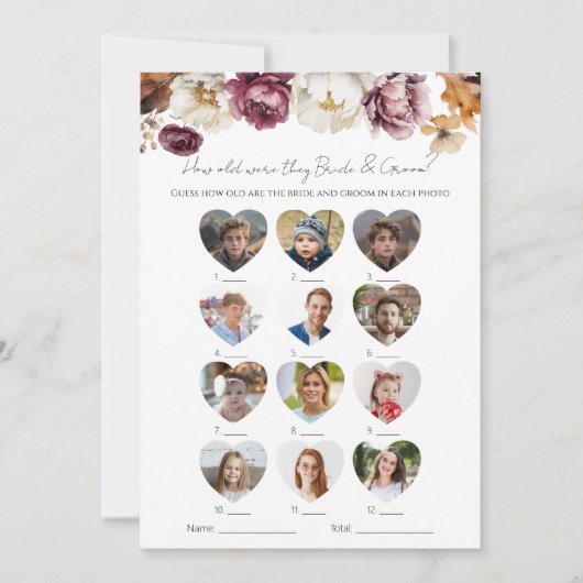 Hoe oud waren ze bruid en bruidegom Vrijgezellenfe Kaart (Voorkant)