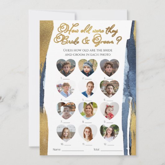 Hoe oud waren ze bruid en bruidegom Vrijgezellenfe Kaart (Voorkant)