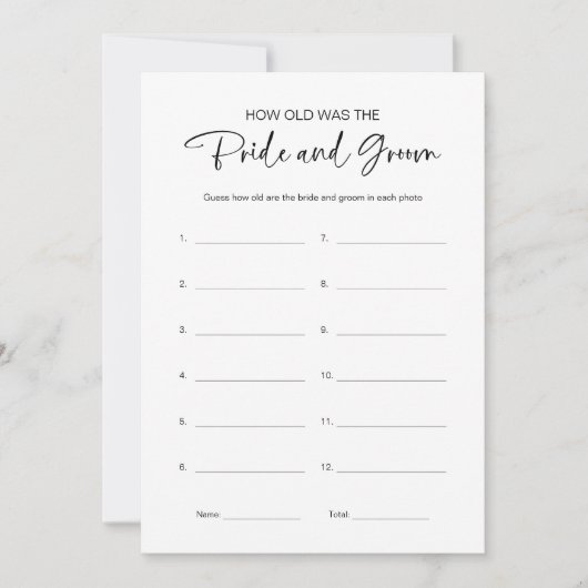 Hoe oud waren ze bruid en bruidegom Vrijgezellenfe Kaart (Voorkant)