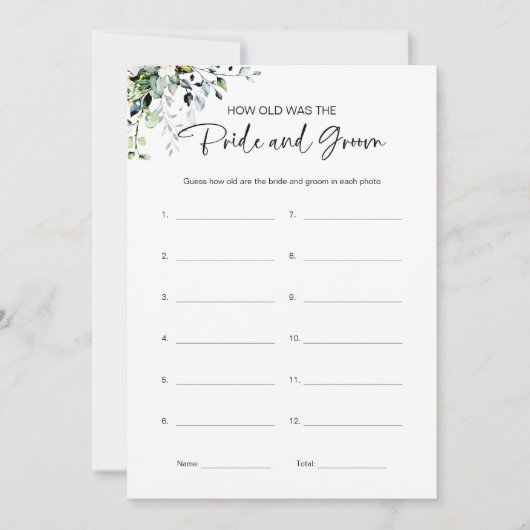 Hoe oud waren ze bruid en bruidegom Vrijgezellenfe Kaart (Voorkant)