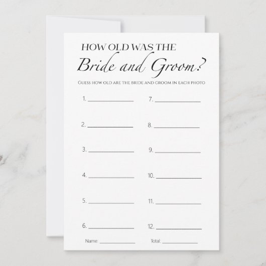 Hoe oud waren ze bruid en bruidegom Vrijgezellenfe Kaart (Voorkant)