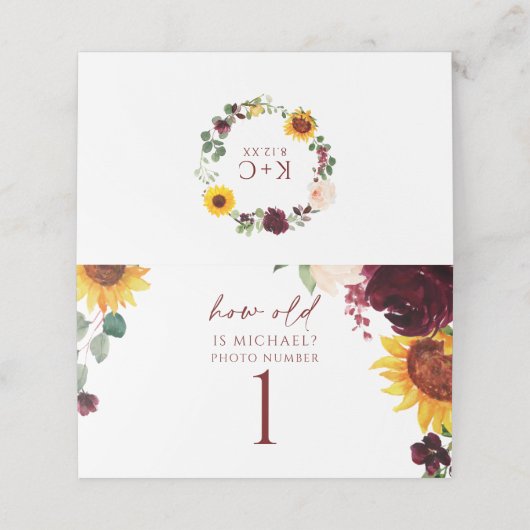 Hoe oud waren ze Bruidsjurk Shower Spel Foto Label Plaatskaartje (Buitenkant ongevouwen)