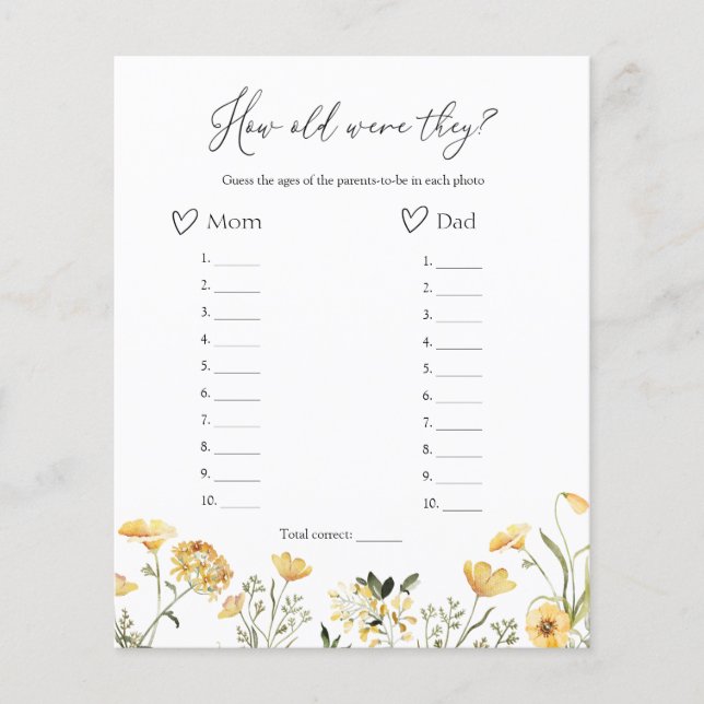 Hoe oud waren ze met Baby shower van wilde bloemen (Voorkant)