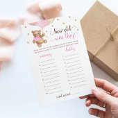 Hoe oud waren ze spel Baby shower Teddy Bear Kaart
