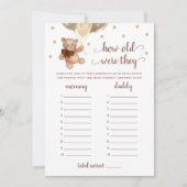 Hoe oud waren ze spel Baby shower Teddy Bear Kaart (Voorkant)