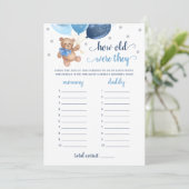 Hoe oud waren ze spel Baby shower Teddy Bear Kaart (Staand voorkant)