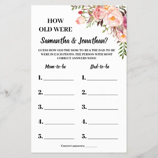 Hoe oud waren ze toen ze tweetalige roze spelkaart flyer (Voorkant)