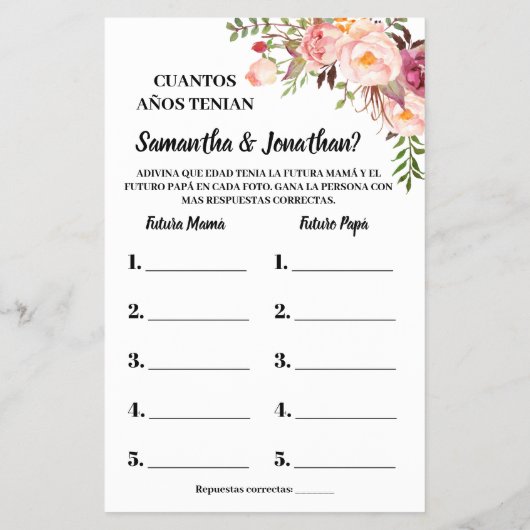 Hoe oud waren ze toen ze tweetalige roze spelkaart flyer (Achterkant)