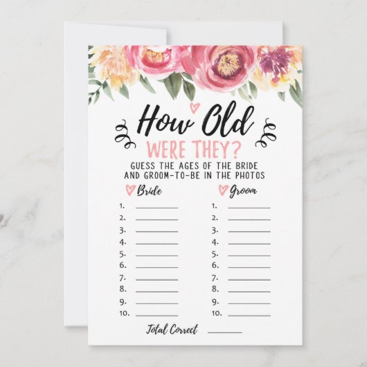 Hoe oud waren ze Vrijgezellenfeest of Hen Party Ka Kaart (Voorkant)