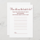 Hoe oud was de aanstaande bruid bruidsfeest spelle feestdagenkaart (Voorkant / Achterkant)