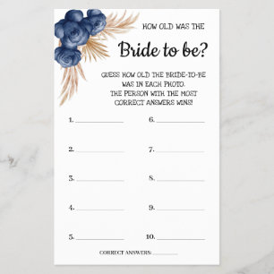 Hoe oud was de Blue Flowers Shower Game Card Flyer