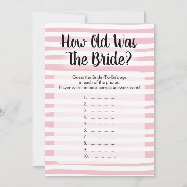 Hoe oud was de Bride Shower Game Pink White (Voorkant)