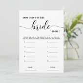 Hoe oud was de Bride Simple Vrijgezellenfeest Game Kaart (Staand voorkant)