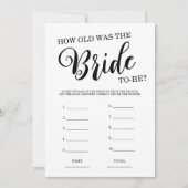 Hoe oud was de Bride Vrijgezellenfeest Game Kaart (Voorkant)