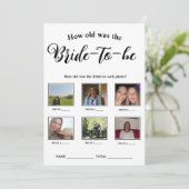 Hoe oud was de Bride Vrijgezellenfeest Game Kaart (Staand voorkant)