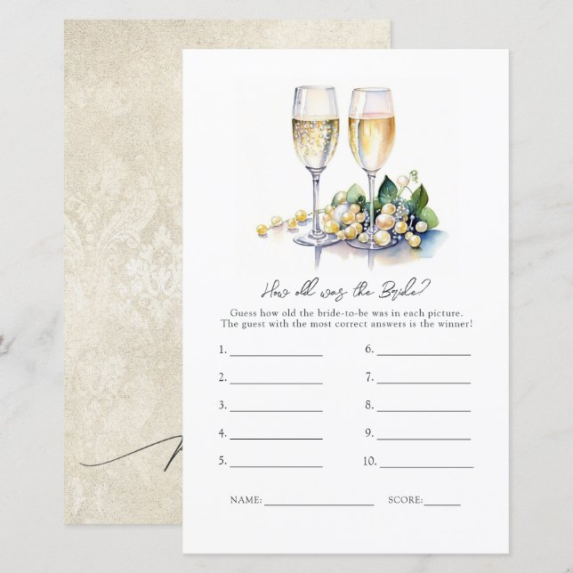 "Hoe oud was de bruid?" Bruidsjonker spel (Voorkant / Achterkant)