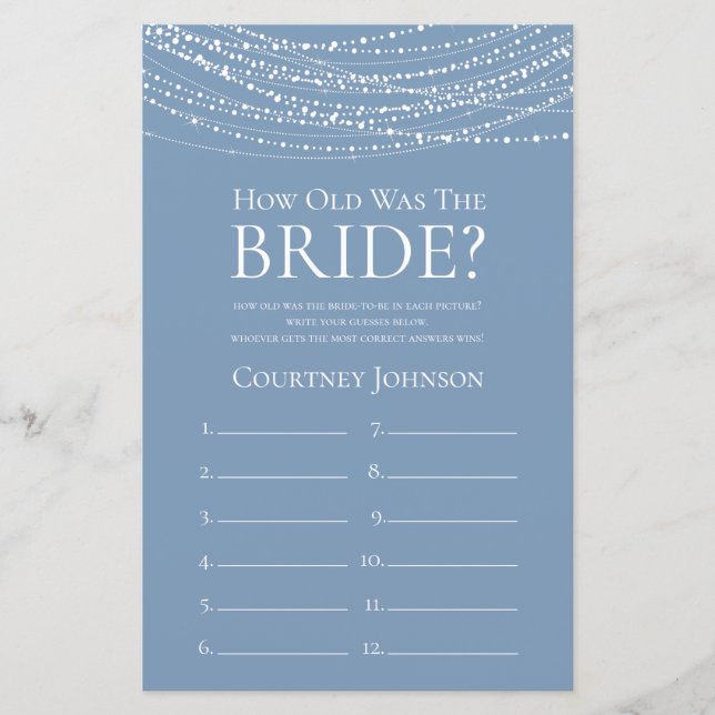 Hoe oud was de bruid Dusty Blue Lights (Voorkant)