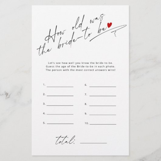 Hoe oud was de bruid Elegant script spel (Voorkant)