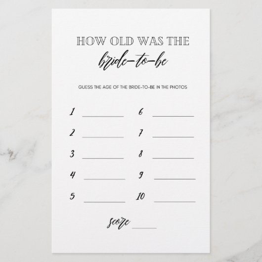 Hoe oud was de bruid om vrijgezellenfeest te spele flyer (Voorkant)