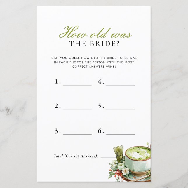 Hoe Oud Was De Bruid Perfect Matcha Bruiloft Borre (Voorkant)