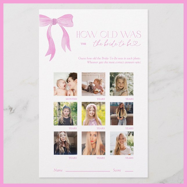 Hoe oud was de bruid Roze strik bruidsdouche spel (Creator heeft geüpload)