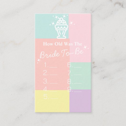 Hoe oud was de bruid-to-be Vrijgezellenfeest react Informatiekaartje (Voorkant)