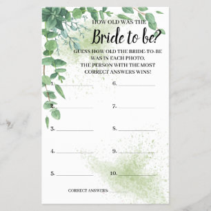Hoe oud was de Eucalyptus Shower Game Kaart? Flyer
